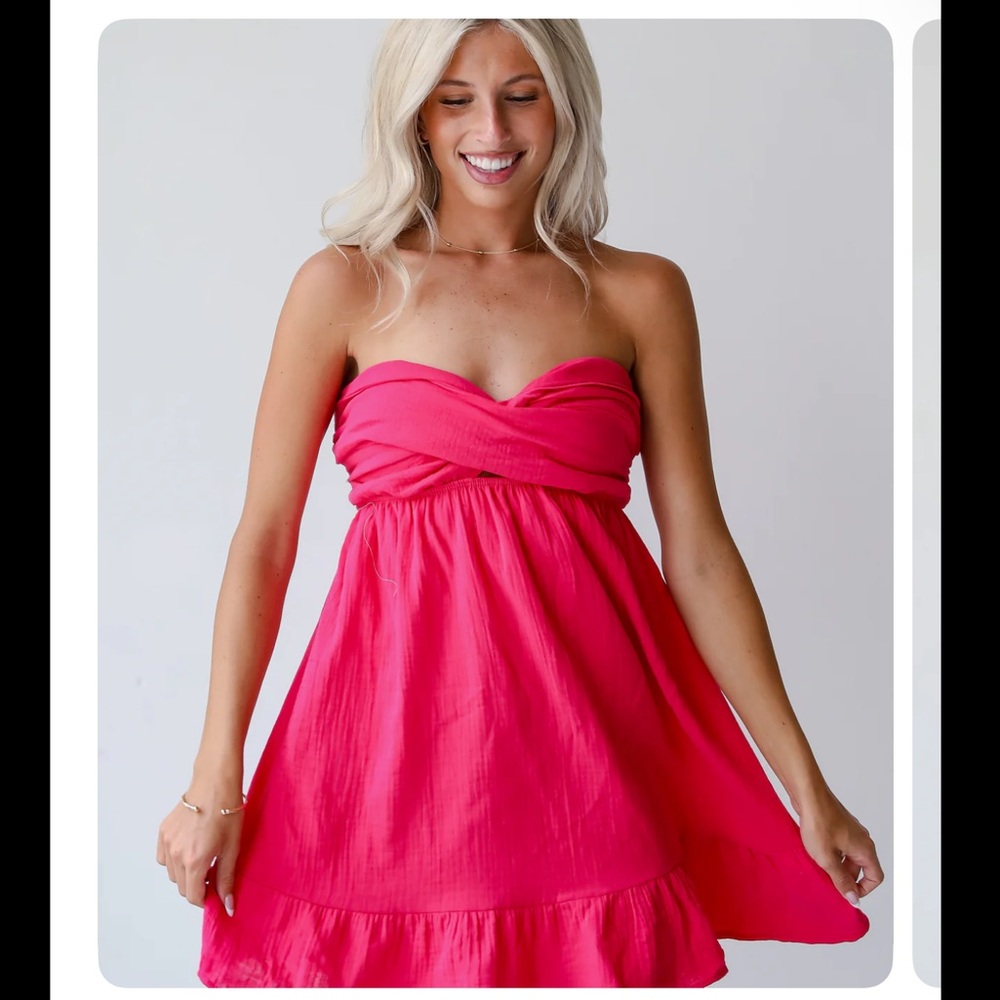 Charming Pink Strapless Kids Dress